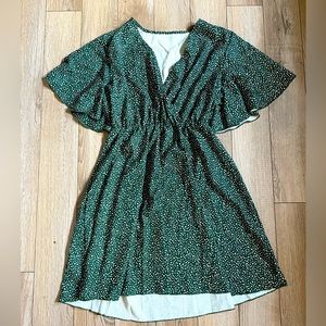 Hunter green  and white polka dot dress, size M, never worn